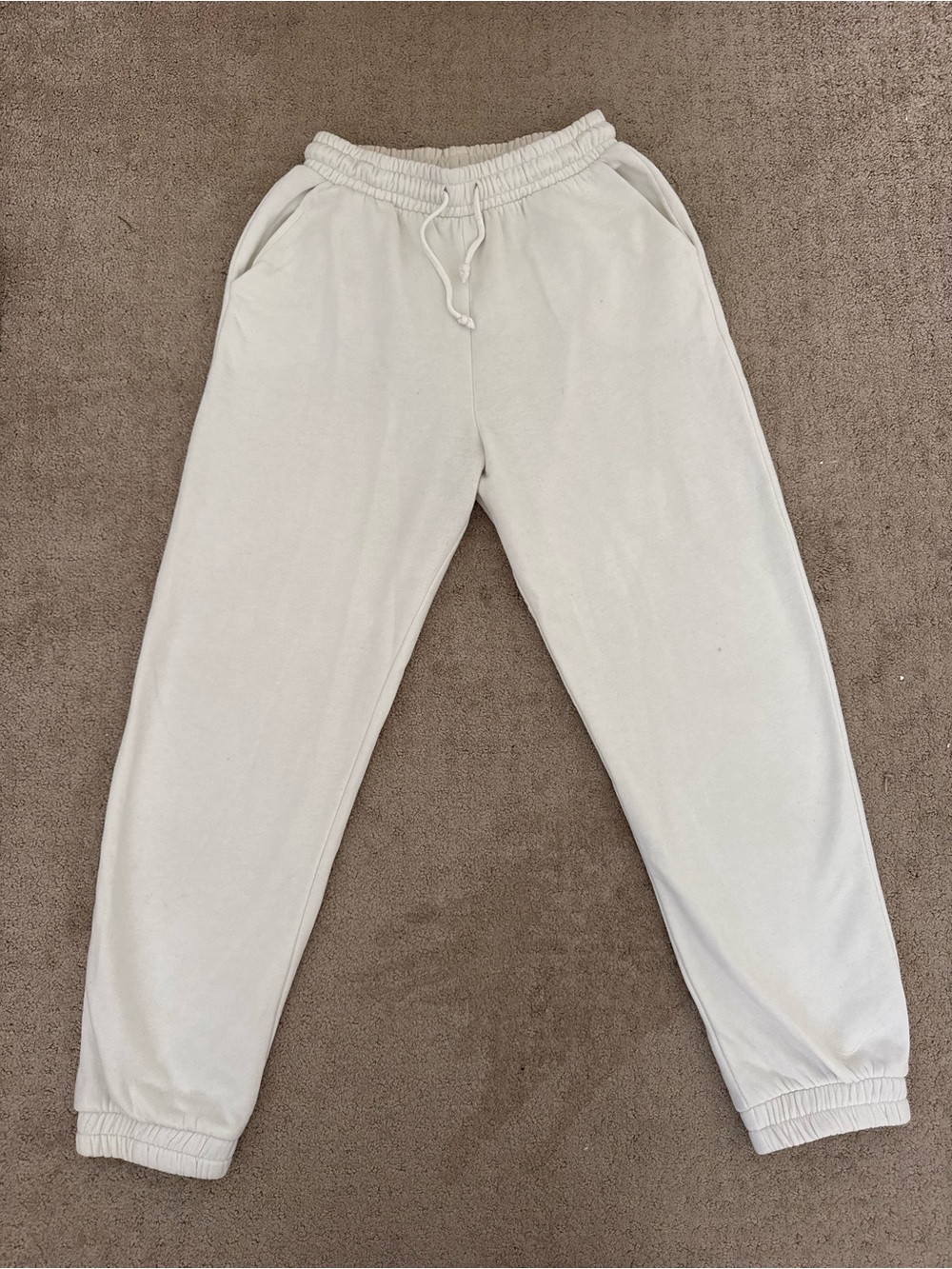 Women’s Cream Elastic Waist Jogger Pants